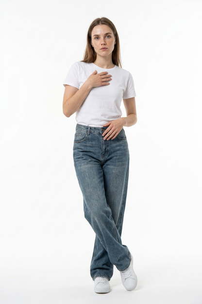 Women's Vintage Dirty Wash Straight Leg Jeans