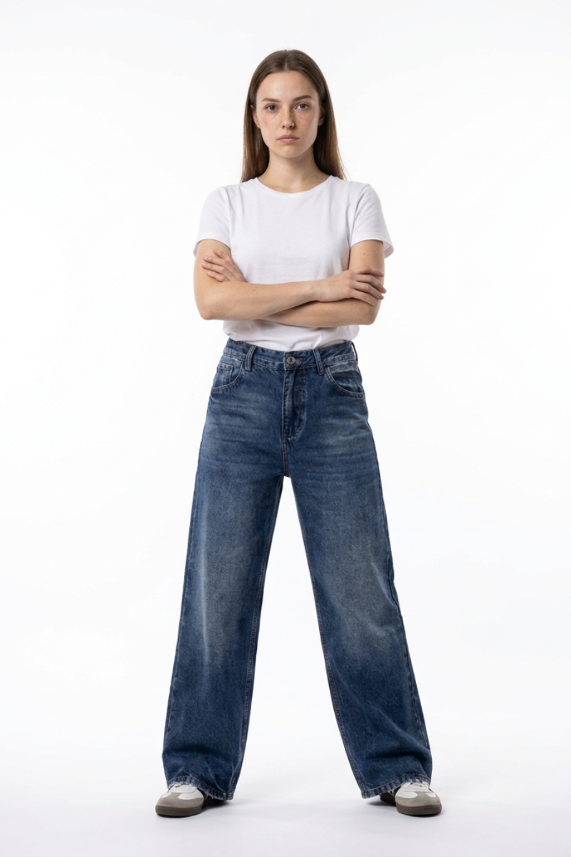Women's Vintage Wash High Waist Straight Leg Jeans