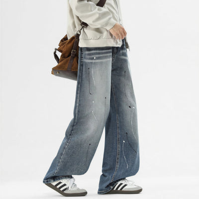 Men's Spring Splash Ink Washed Baggy Wide Leg Denim Jeans