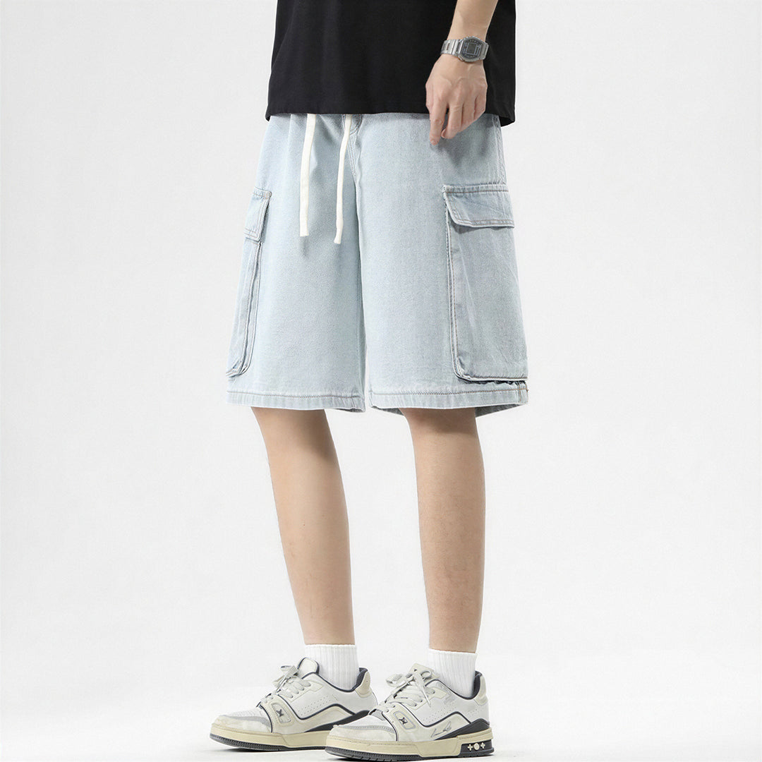 Men's Summer Light Wash Carpenter Baggy Denim Shorts