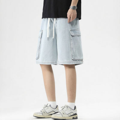 Men's Summer Light Wash Carpenter Baggy Denim Shorts