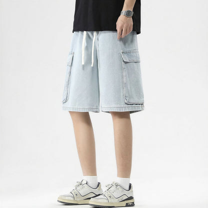 Men's Summer Light Wash Carpenter Baggy Denim Shorts