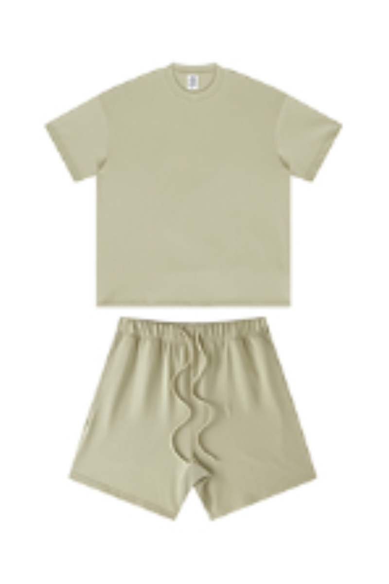 Men's Summer Heavy Solid Outdoor Street Tee & Shorts Set