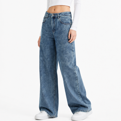 Women's 100% Cotton High Waist Straight Leg Jeans