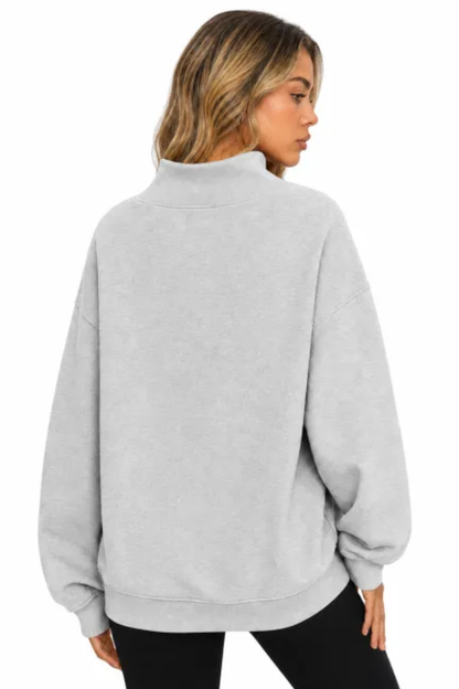 Women Fall Mock Neck Cutout Oversized Casual Sweatshirt