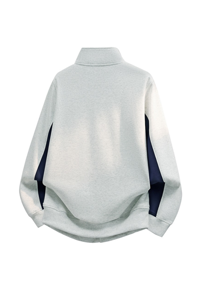 Men Fall Plaid Collar Snap Button Color Block Sweatshirt