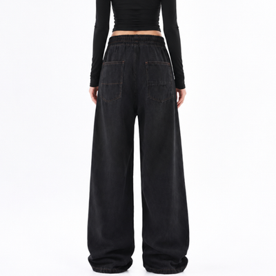 Women's Drawstring Waist Wide Leg Jeans