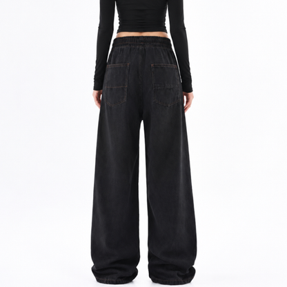 Women's Drawstring Waist Wide Leg Jeans