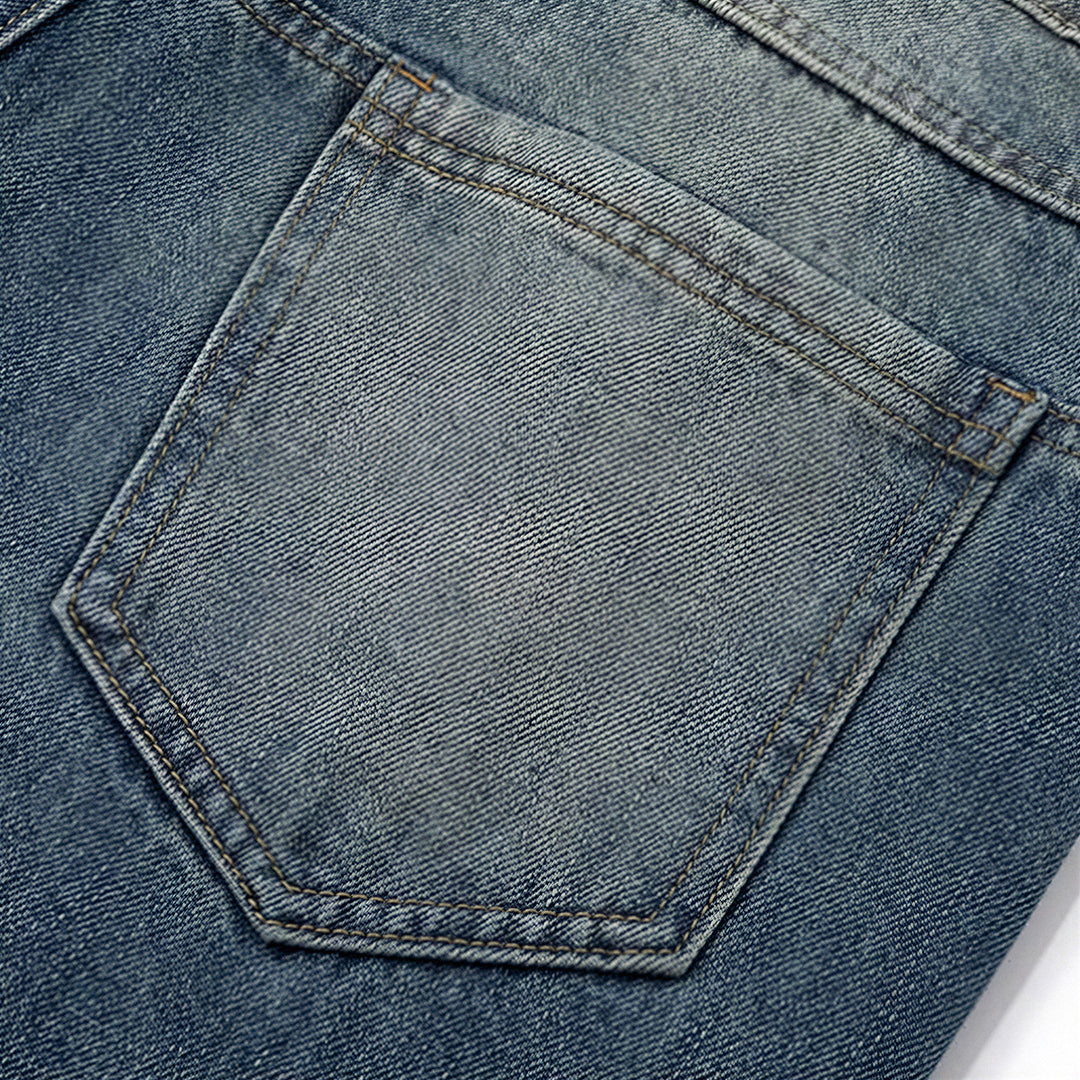 Men's Spring Deconstructed Metal Buckle Cargo Denim Jeans
