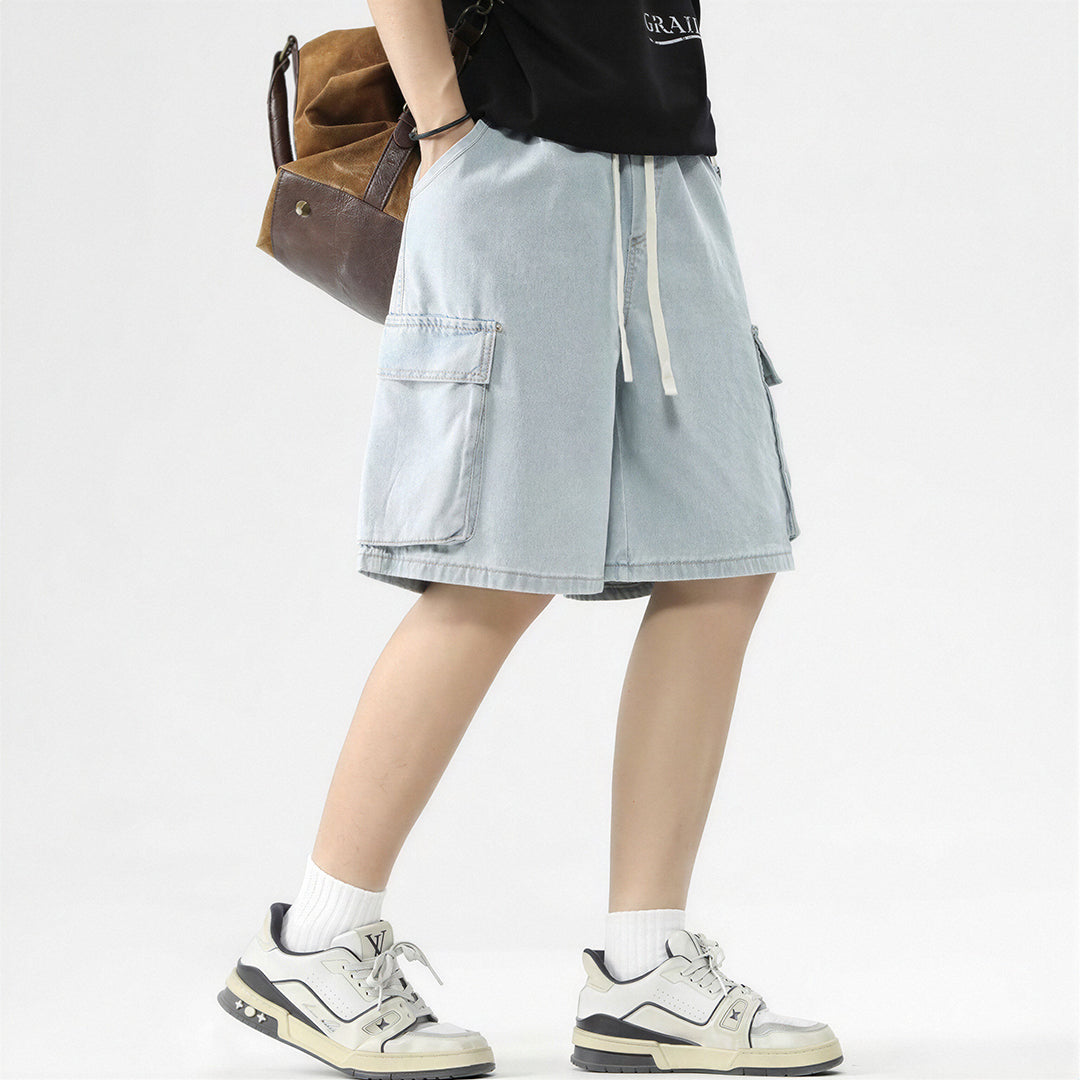 Men's Summer Light Wash Carpenter Baggy Denim Shorts