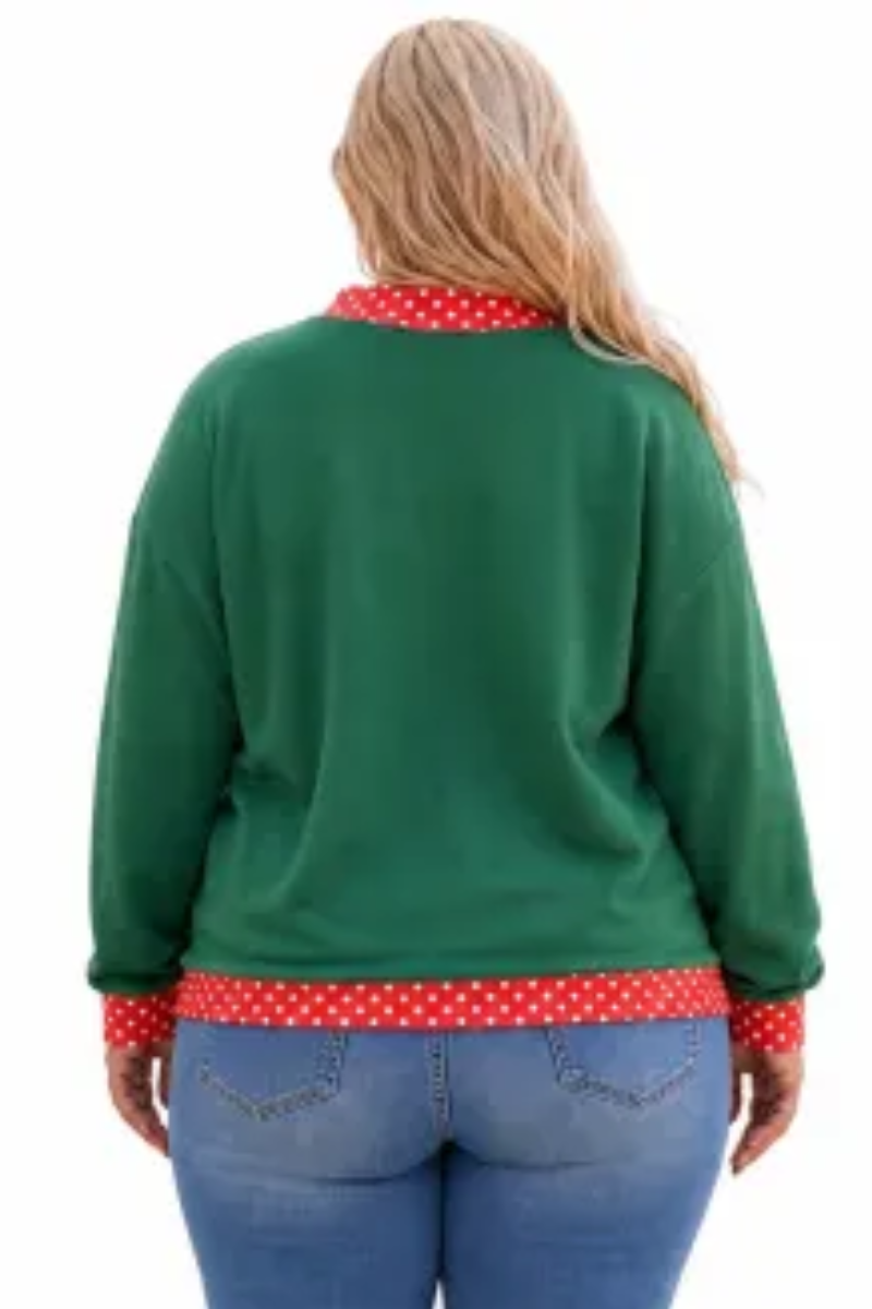 Women Fall Plus Size Contrast Drop Shoulder Sweatshirt