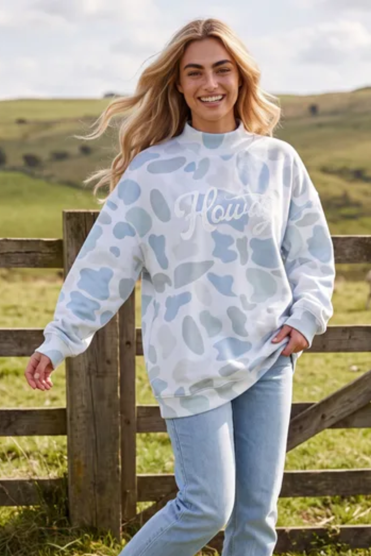 Women's Fall Multi Print Crew Neck Long Sleeve Sweatshirt