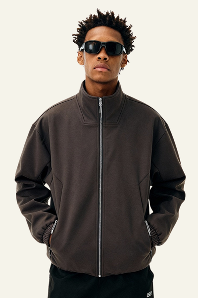 Men's Streetwear Stand Collar Full-Zipper Jacket