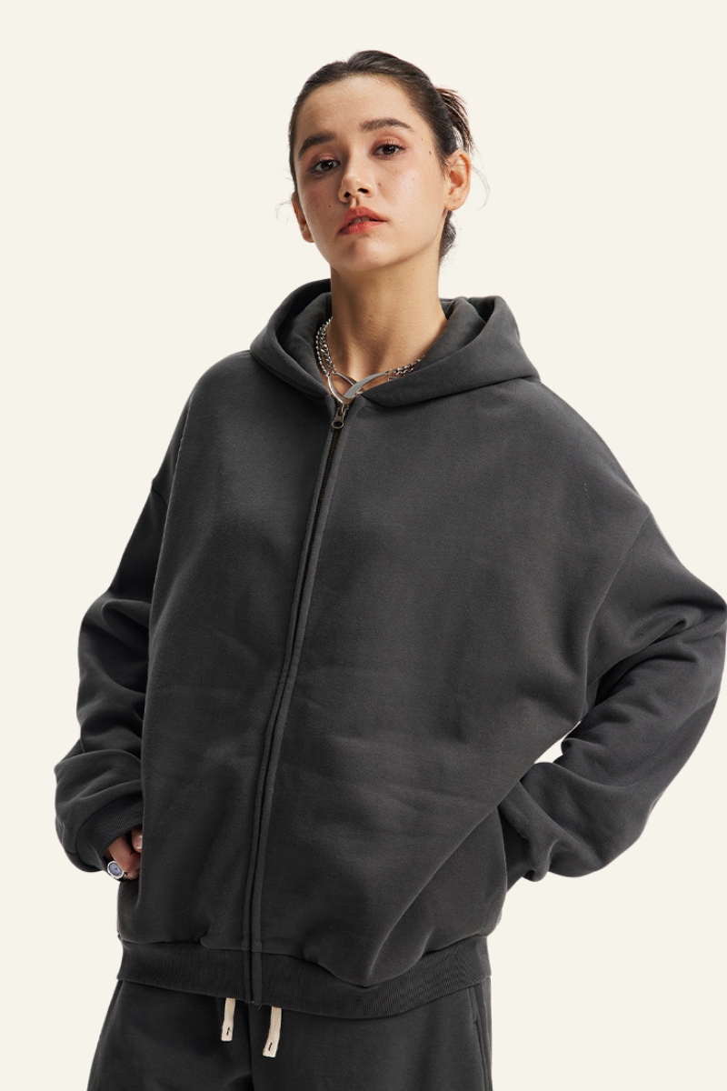 Women's Streetwear Full Zipper Hooded Jacket