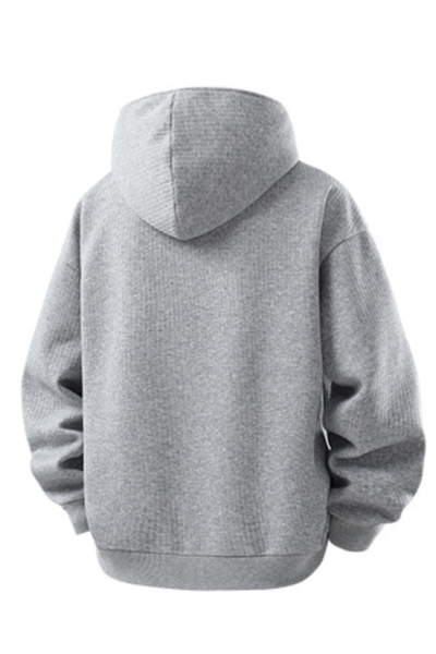Men's Fall Winter Waffle-Knit Diagonal-Zip Loose Hoodie