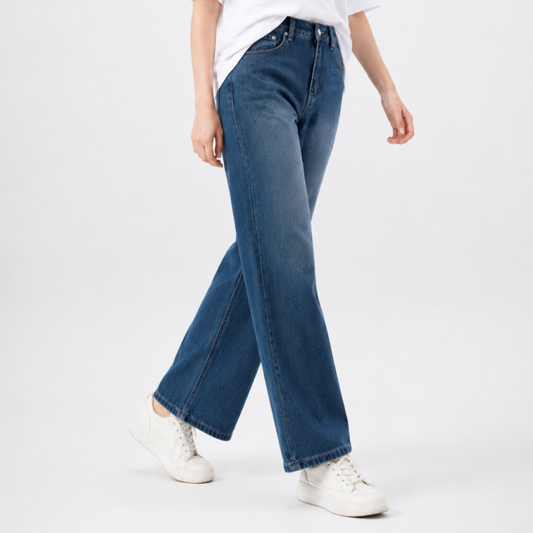 Women's High Waist Non-Stretch Wide Leg Jeans