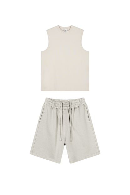 Unisex Summer American Sorona Tank & Loose Shorts Set