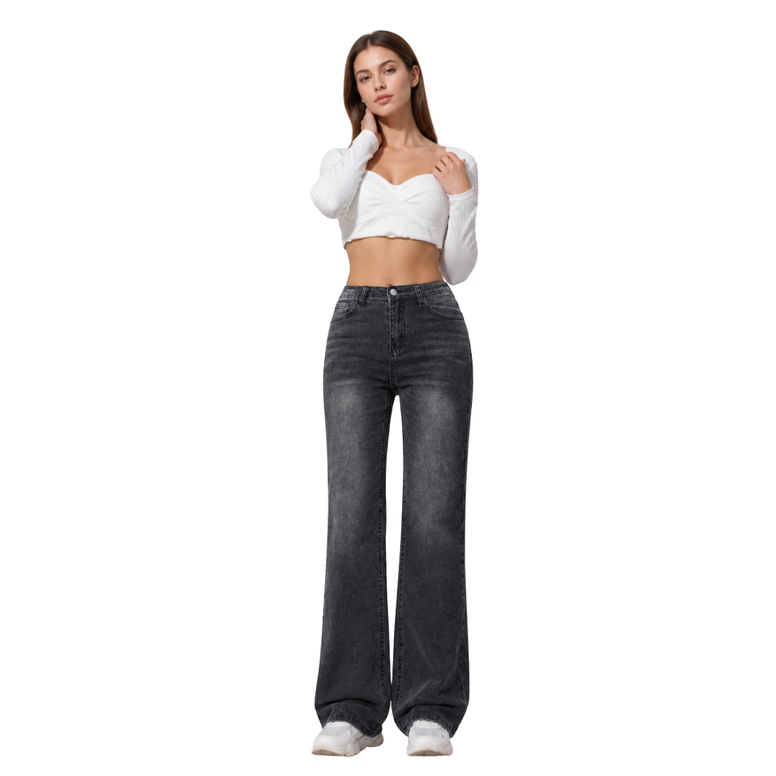 Women's Vintage Wash Stretch Straight Leg Jeans