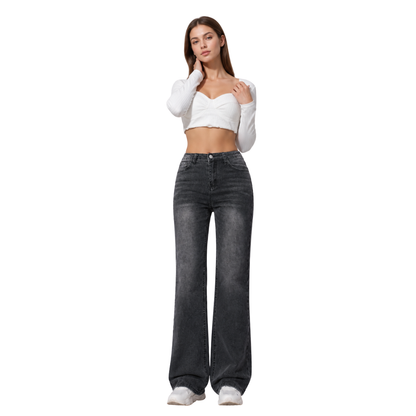 Women's Vintage Wash Stretch Straight Leg Jeans