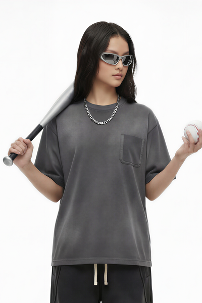 Women's Cotton Streetwear Washed Distressed T-shirt