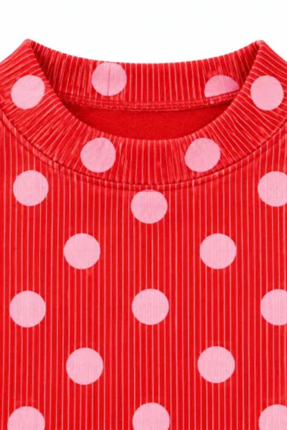 Women's Fall Ribbed Polka Dot 2 Piece Set