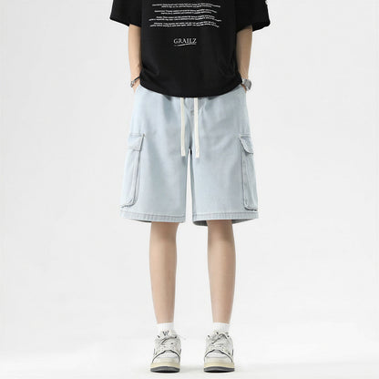 Men's Summer Light Wash Carpenter Baggy Denim Shorts