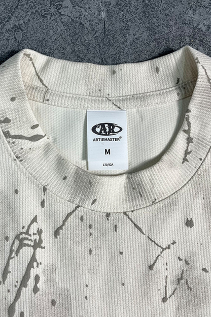 Men's Streetwear Jacquard Crack Print Vintage T-shirt