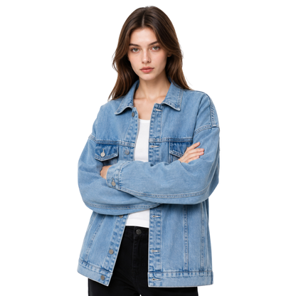 Women's Oversized Drop Shoulder Denim Jacket