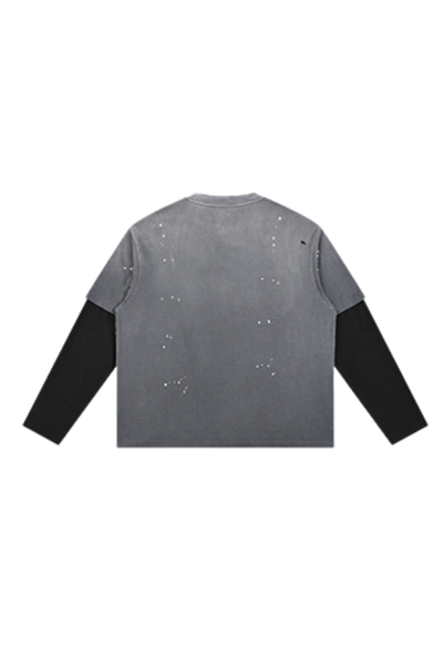 Women's Summer Distressed Layered Ripped Long-Sleeve Tee