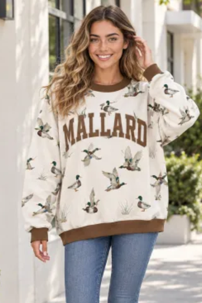 Women Fall Clothing Western Floral Print Crew Sweatshirt