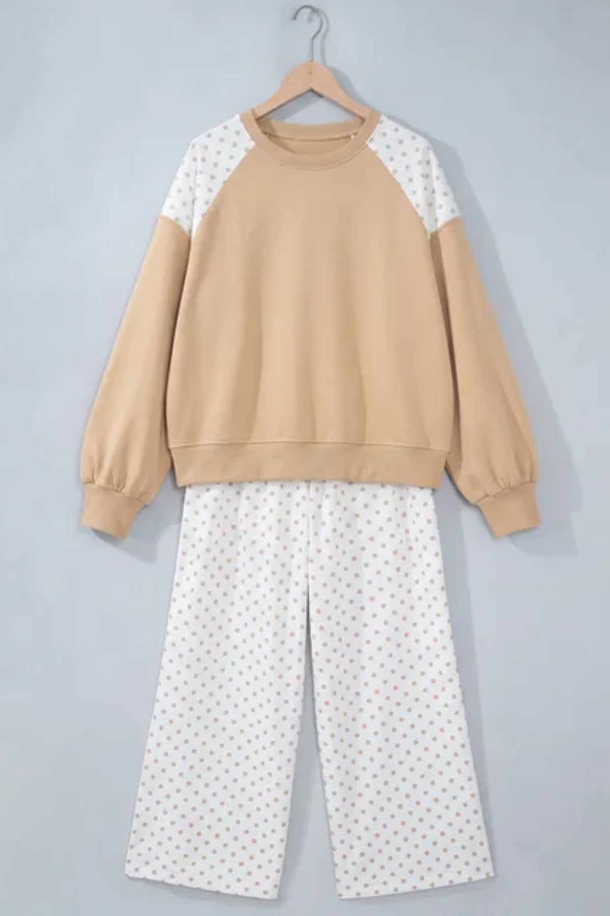 Women All Season Plus Size Polka Dot Wide Leg Lounge Set