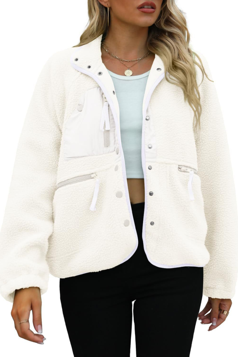 Women Fall Clothing Cozy Sherpa Fleece Utility Jacket
