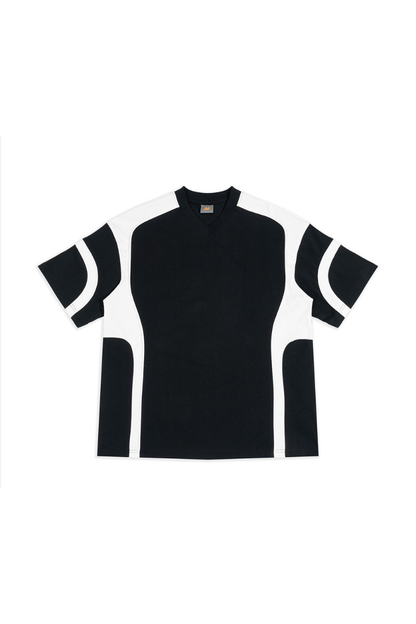 Unisex Summer Oversized Color Block V-Neck Street T-Shirt