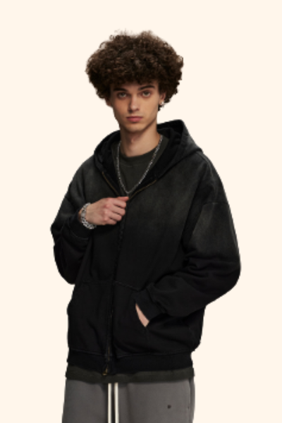 Women's Spray Washed Zip Hoodie-couple's style