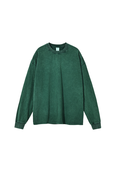 Men Spring 250G Wax Washed Oversized Long Sleeve T-Shirt