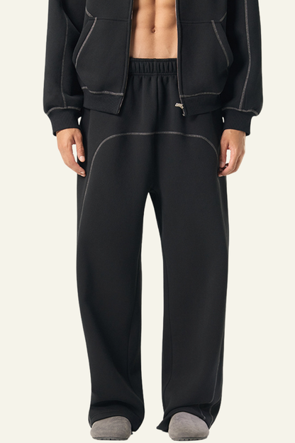 Men's Streetwear  Color-Block Elastic Wide-leg Casual Pants.