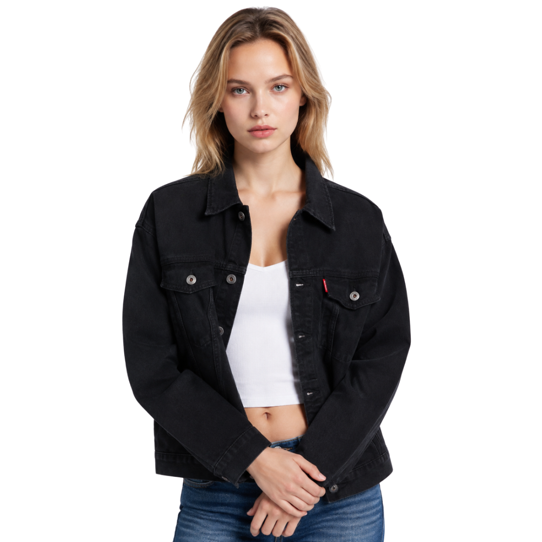 Women's Classic Black Denim Jacket