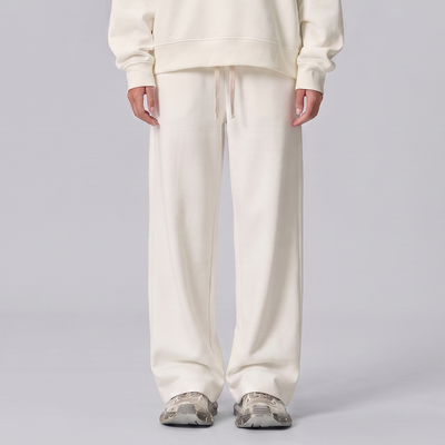 Unisex Spring Cotton Wide-Leg Drawstring Pocket Sweatpants