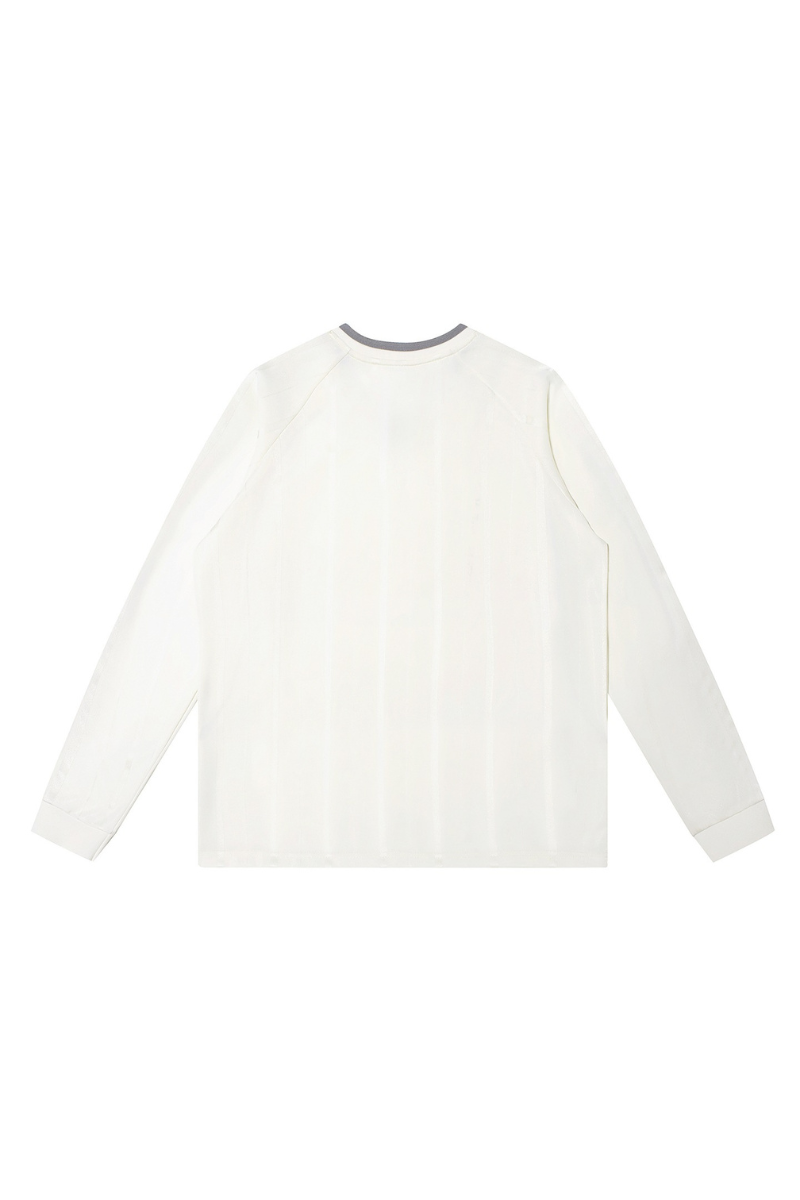 Men Spring Triacetate V Neck Contrast Athletic Long Sleeve