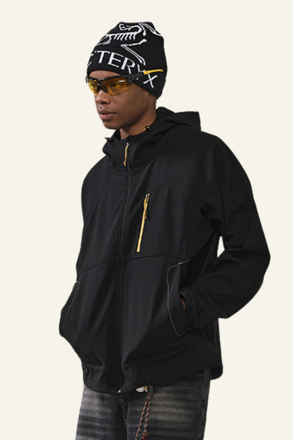 Men's Streetwear Fleece Lined Waterproof Hooded Jacket
