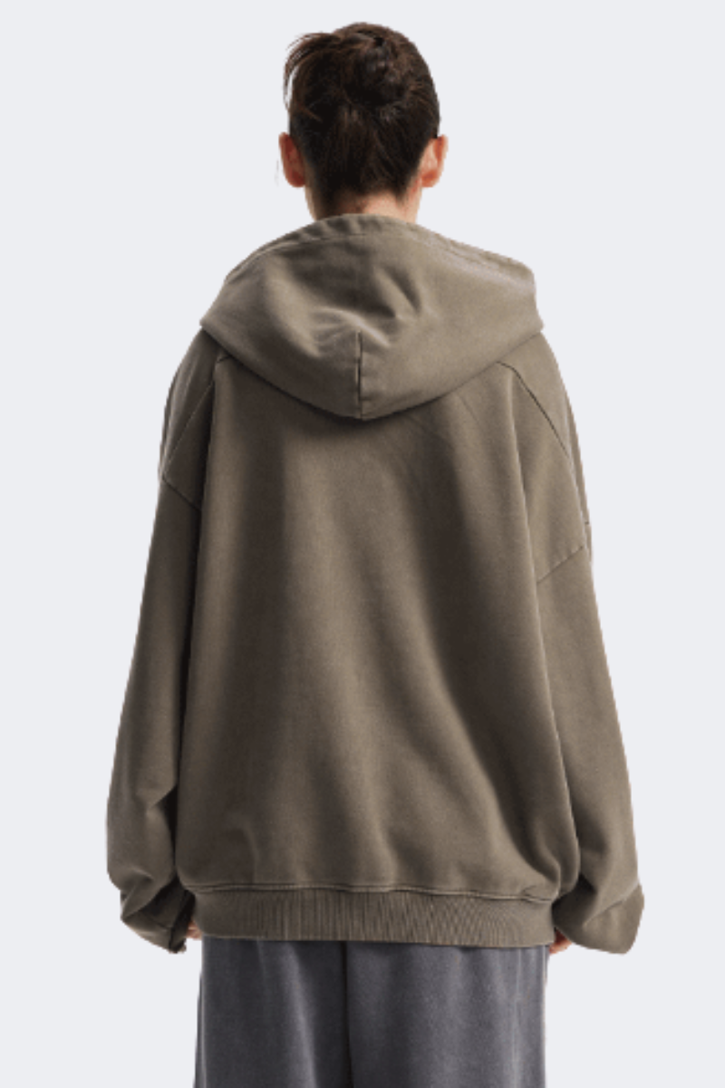 Women's Cotton Streetwear Washed Drop-Shoulder Hoodie