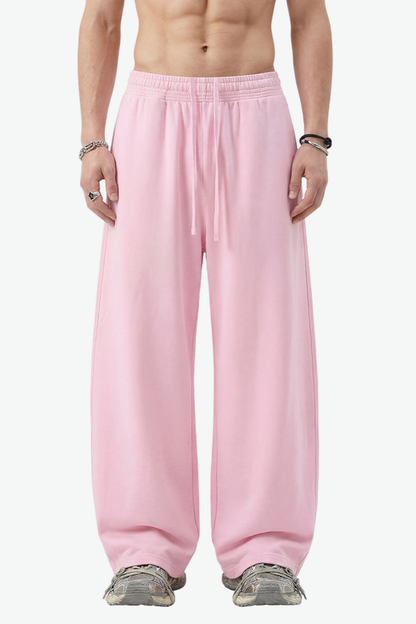 Unisex 360g Cotton Washed Elastic Curved Wide Pants