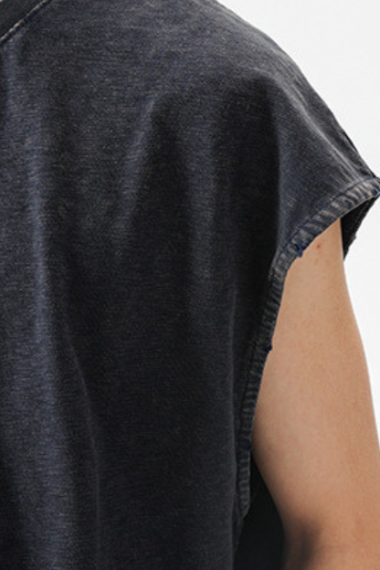 Unisex Heavy Washed Retro Crewneck Oversized Reflective Tank