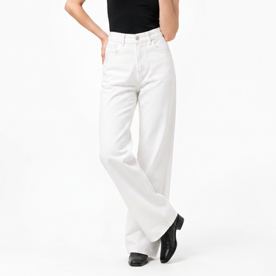 Women's Pure White High Waist Wide Leg Jeans