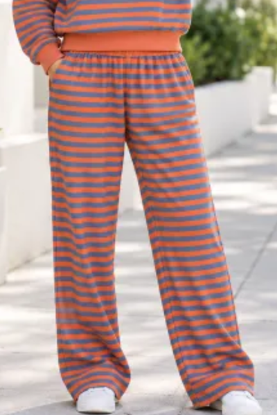 Women All Season Striped Straight Leg Lounge Pants