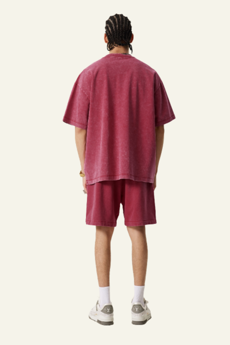 Men's Cotton Dopamine Set: T-shirt And Athletic Wear Short