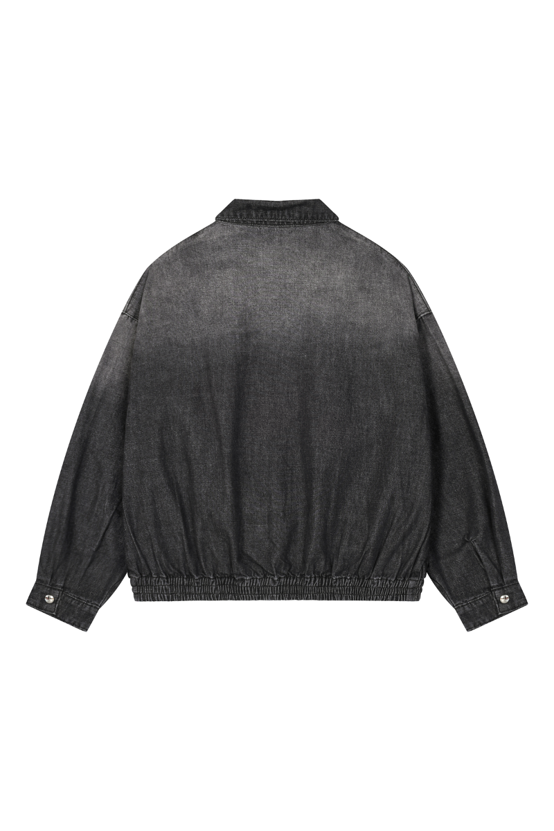 Men's Fall Gradient-Wash Vintage Denim Bomber Jacket