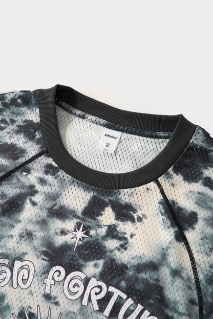 Men's Tie Dye Palm Print Mesh Seamless Sleeveless Tee
