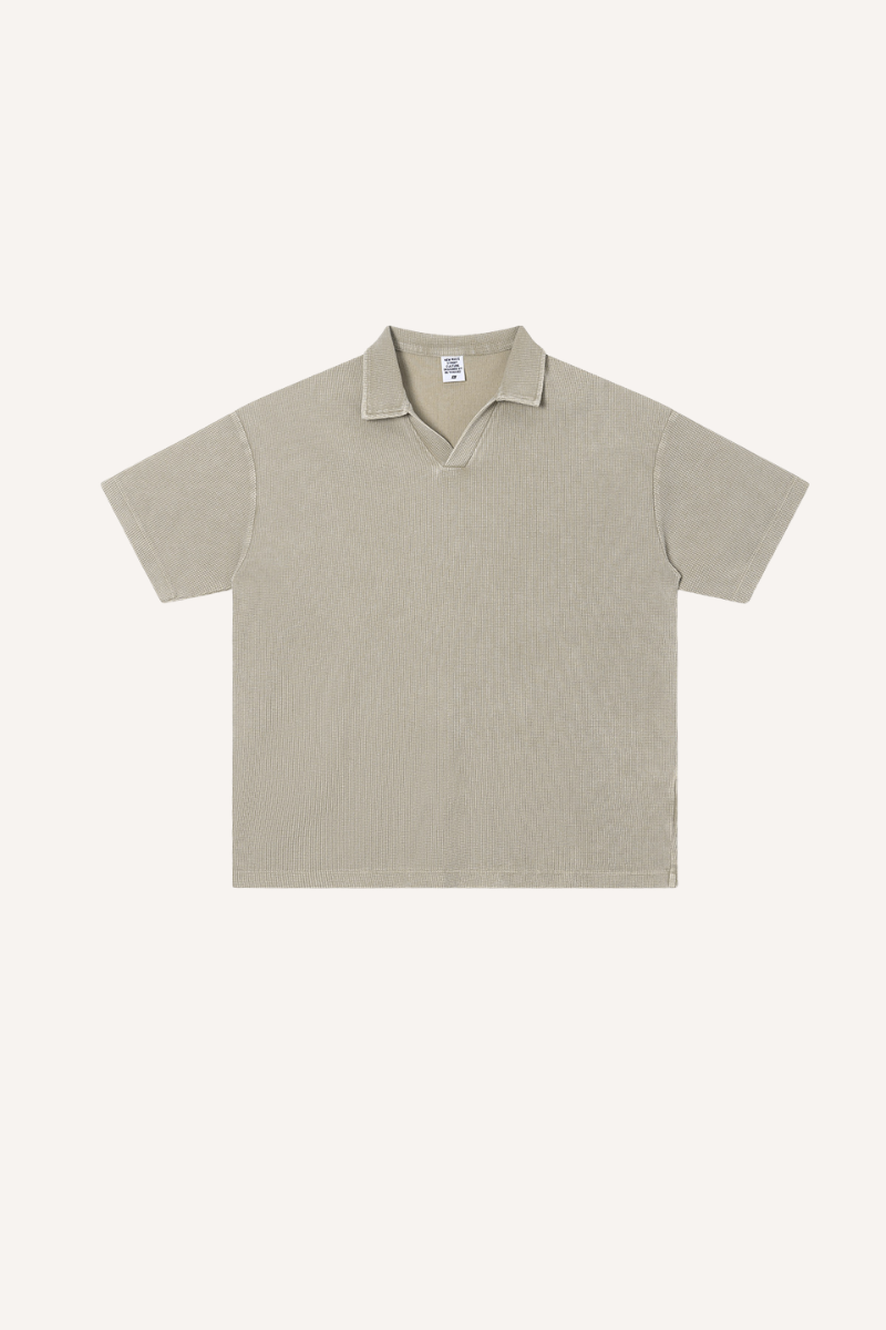 Men's Summer Vintage Washed Waffle Breathable Loose Polo