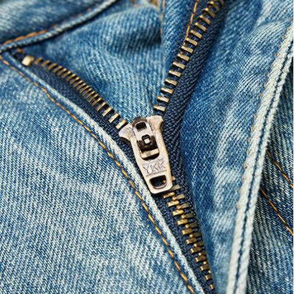 Men's Spring Light Blue Vintage Washed Wide-Leg Denim Jeans